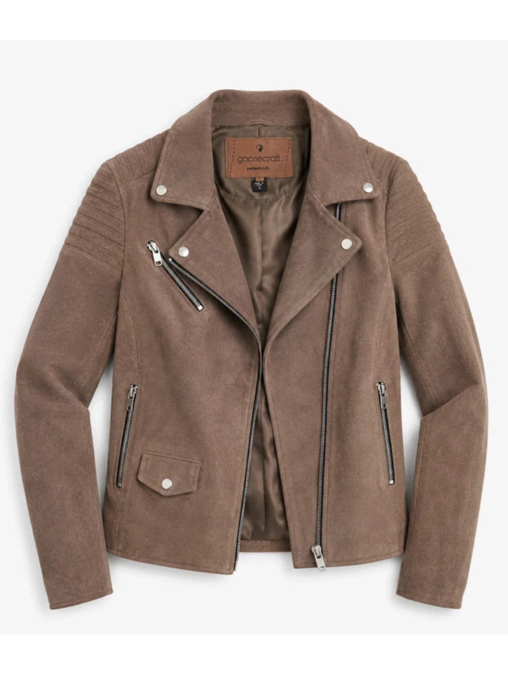 Goosecraft Taupe Suede Moto Jacket Size S